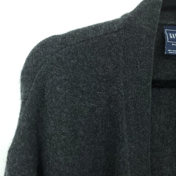 GAP 100% Cashmere Relaxed Fit Pocketed Open Cardigan M/L Charcoal Gray - Picture 5 of 14